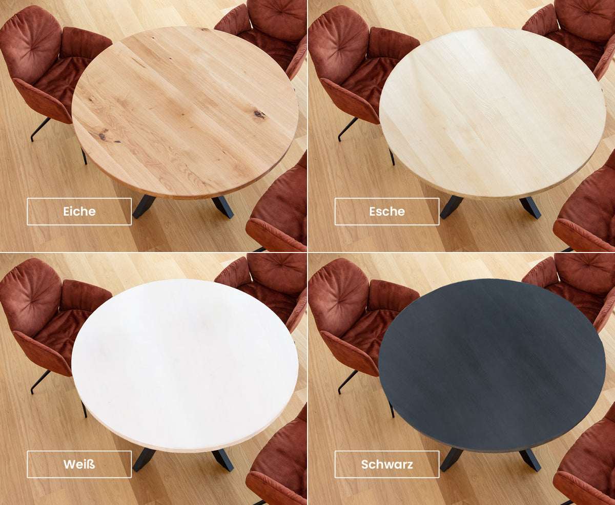 Vergleich der verschiedenen runden Tischplatten Oberflächen