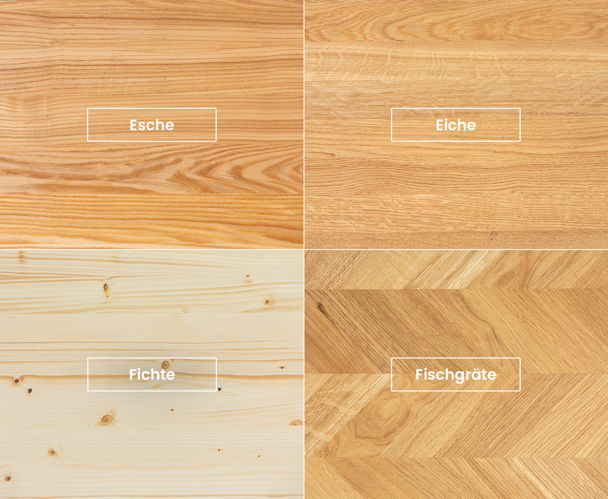 Vergleich der verschiedenen Holzarten und Muster