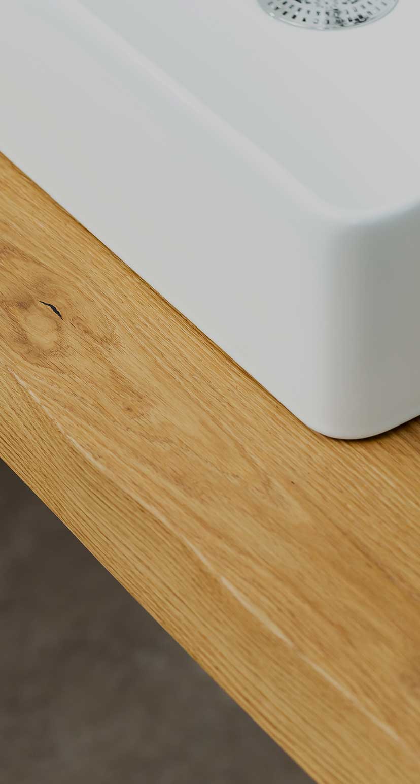 Waschtischplatte Eiche Massivholz mit Waschbecken