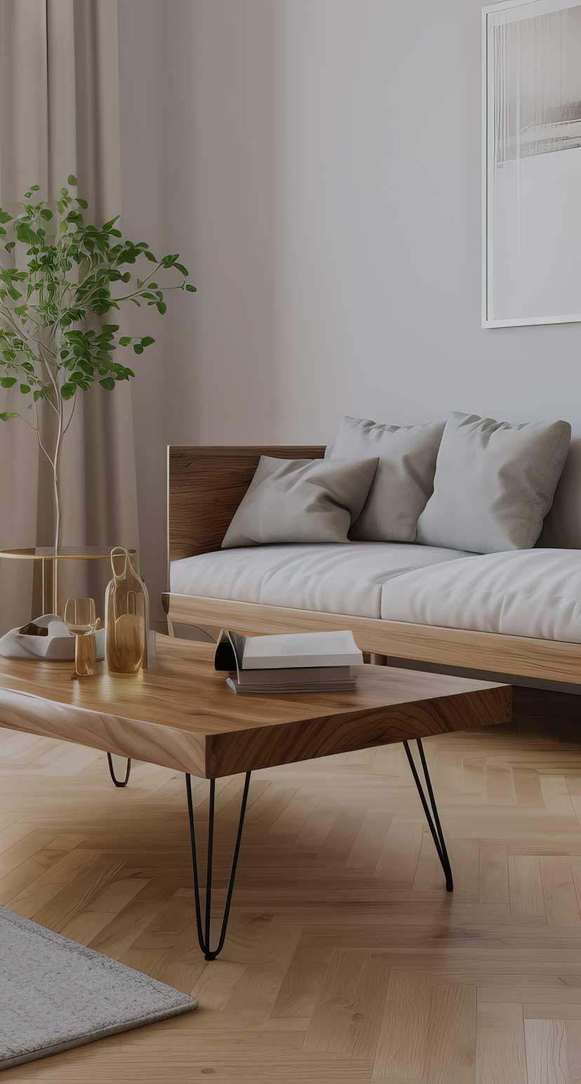 Couchtisch Massivholz im Wohnzimmer