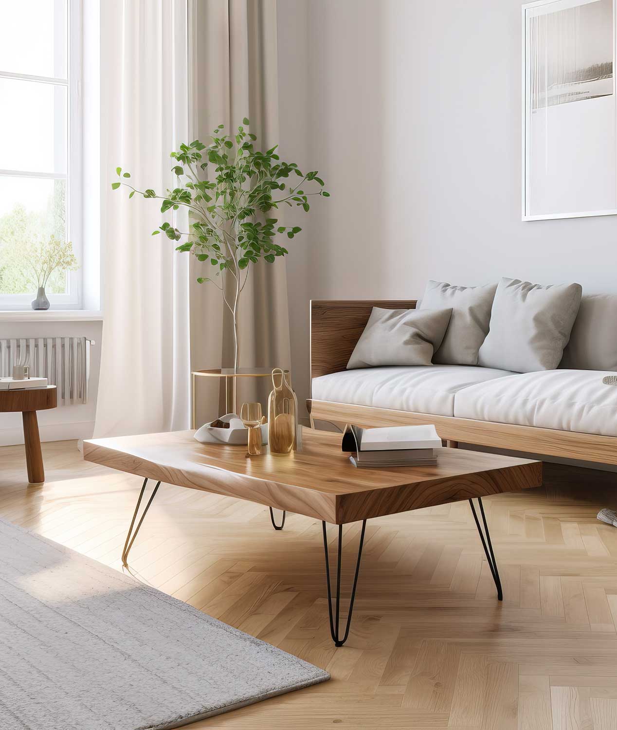 Couchtisch Massivholz im Wohnzimmer