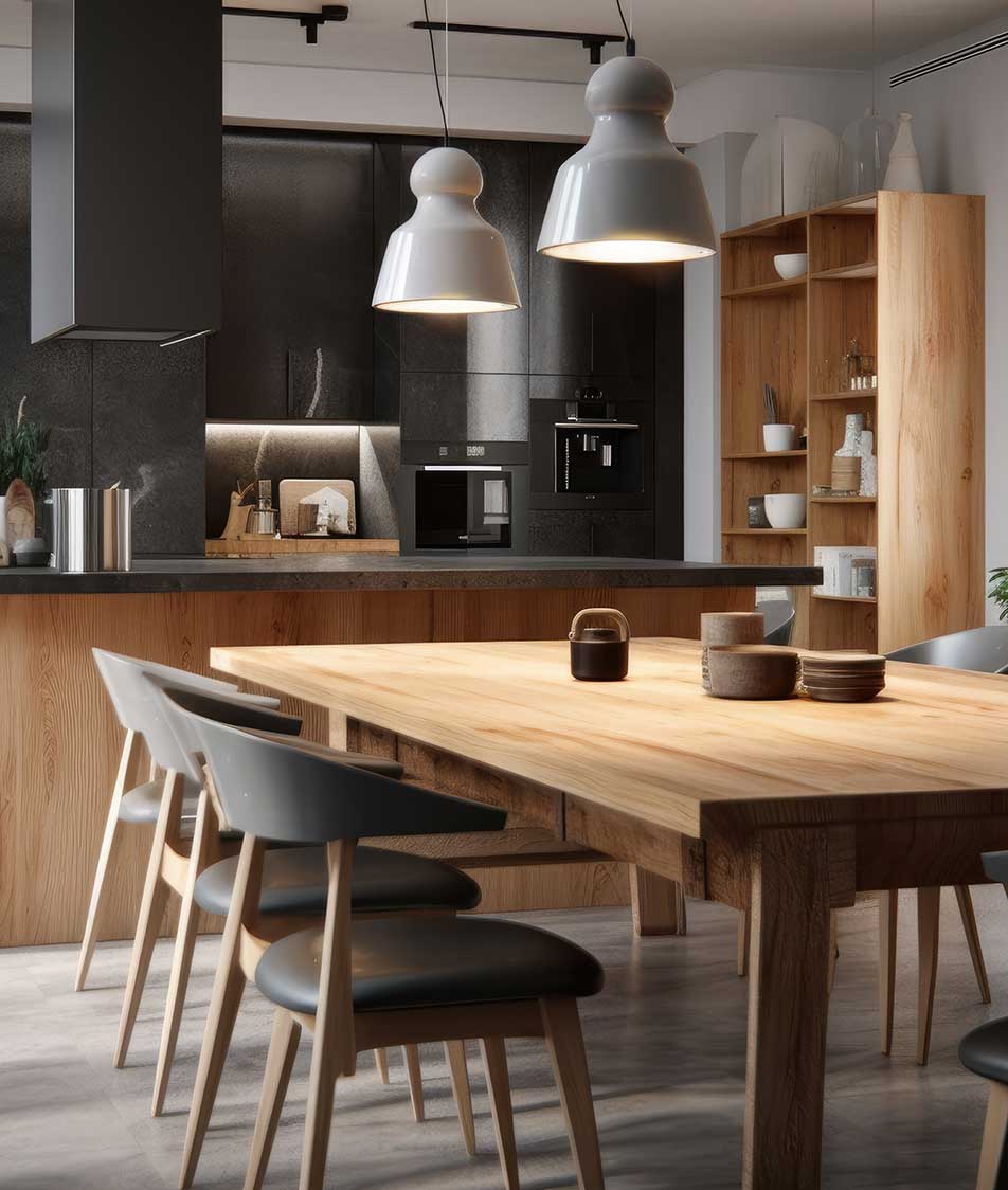 Esstisch mit Tischplatte Massivholz und Stühlen