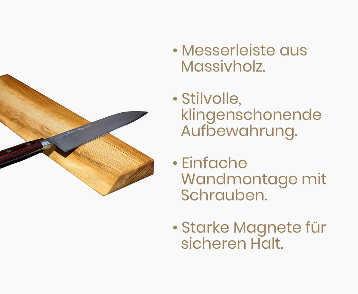 Magnetische Messerleiste - Eiche, Birke &amp; Nussbaum