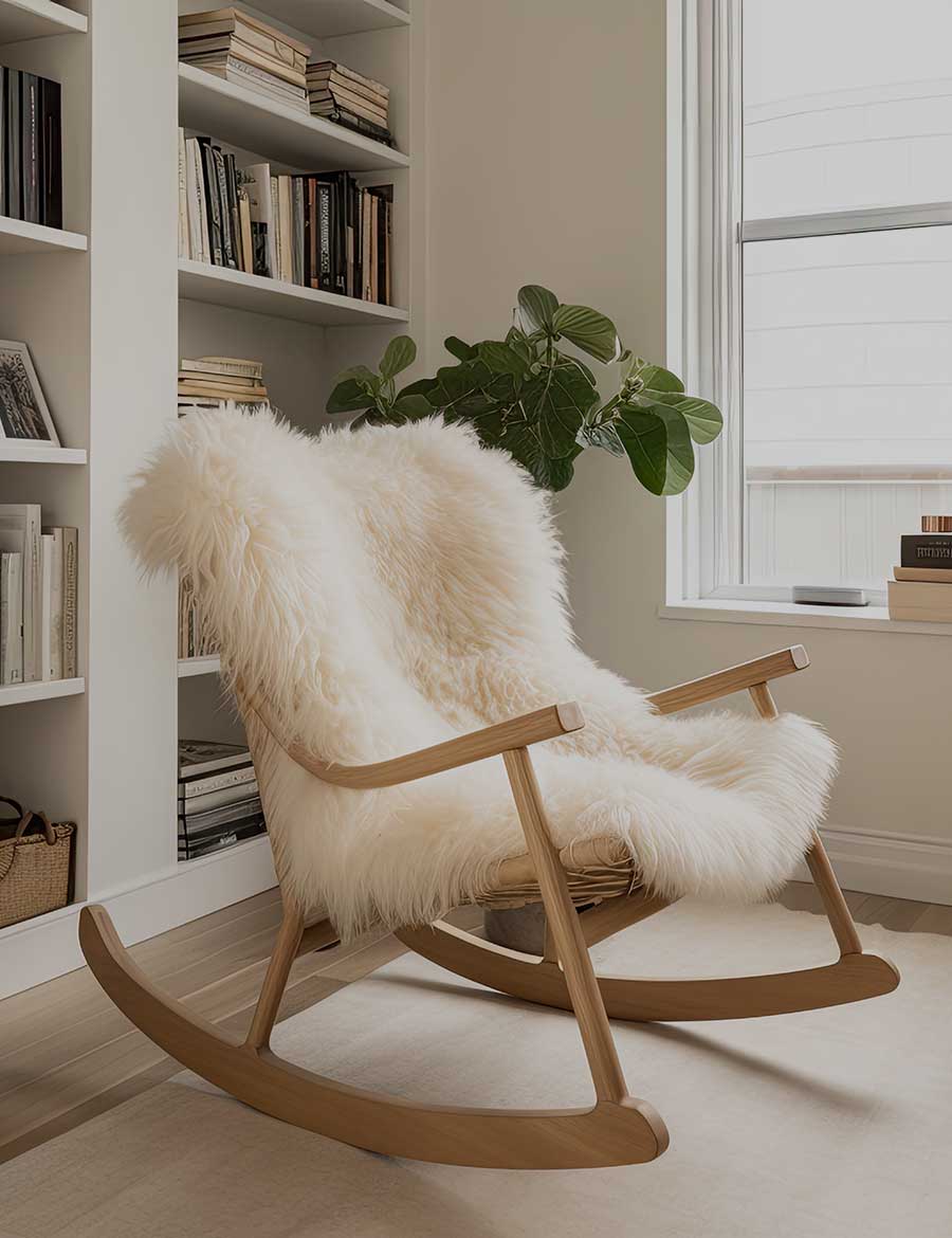 Schaukelstuhl Massivholz im Wohnzimmer