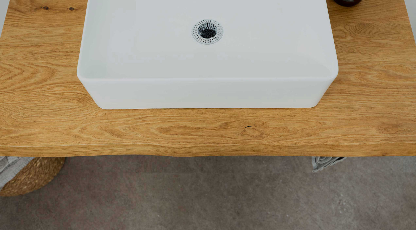 Waschtischplatte Eiche Massivholz mit Waschbecken